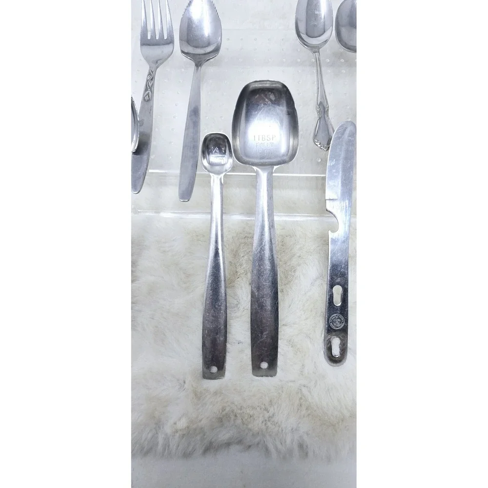 Vintage Stainless Steel Tableware Lot Of 9 Various‎ Brands/Patterns Bamboo